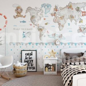 Mural mapa mundi personalizado